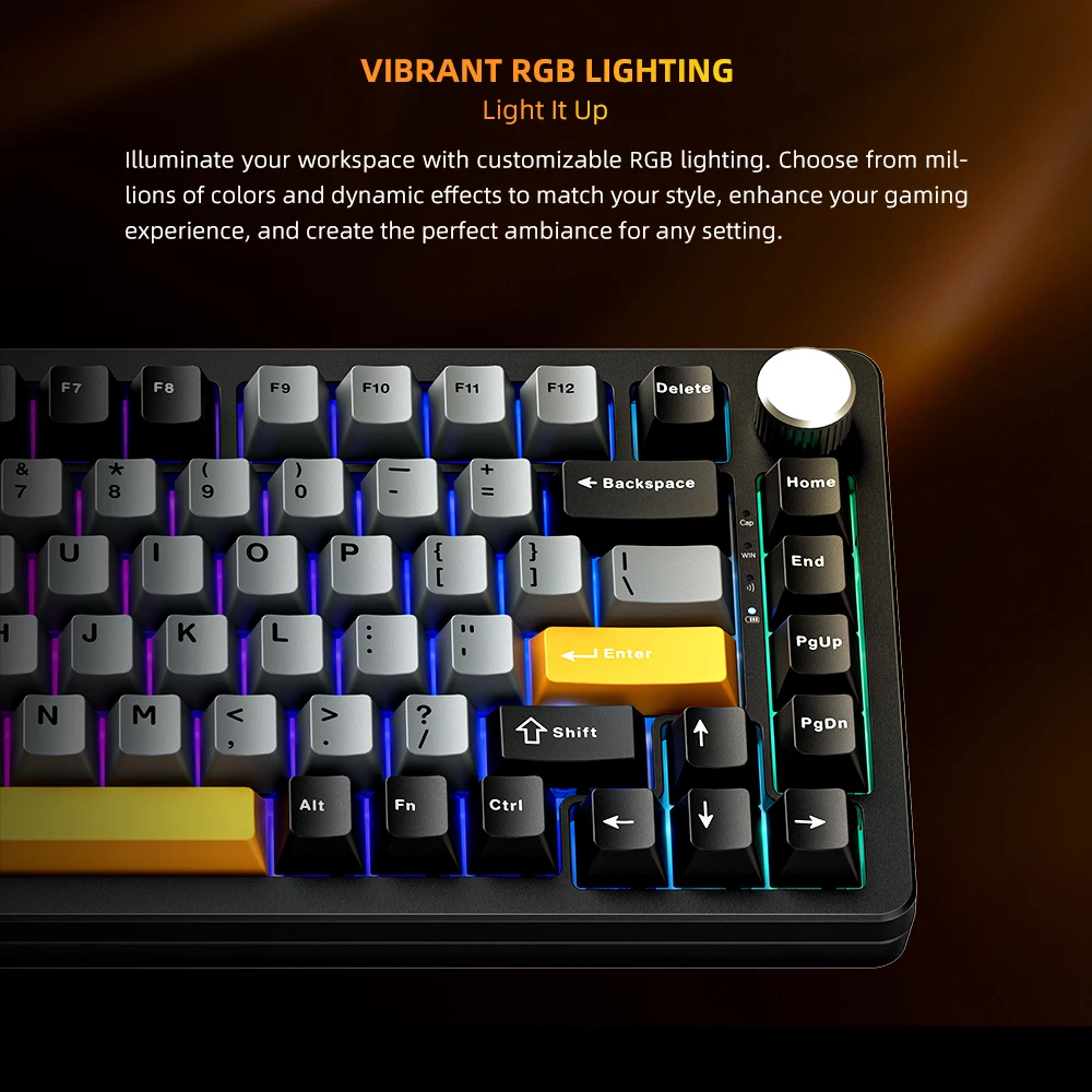 마체니케 K600-B82W 기계식 키보드 트라이 모드 가스켓 마운트 75% ANSI 레이아웃 RGB 백라이트 무선 게이밍 키보드