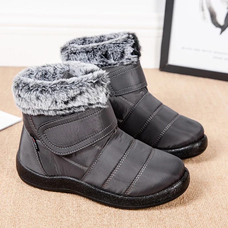 Womens Waterproof Boots Made Of Looped Rabbit Fur