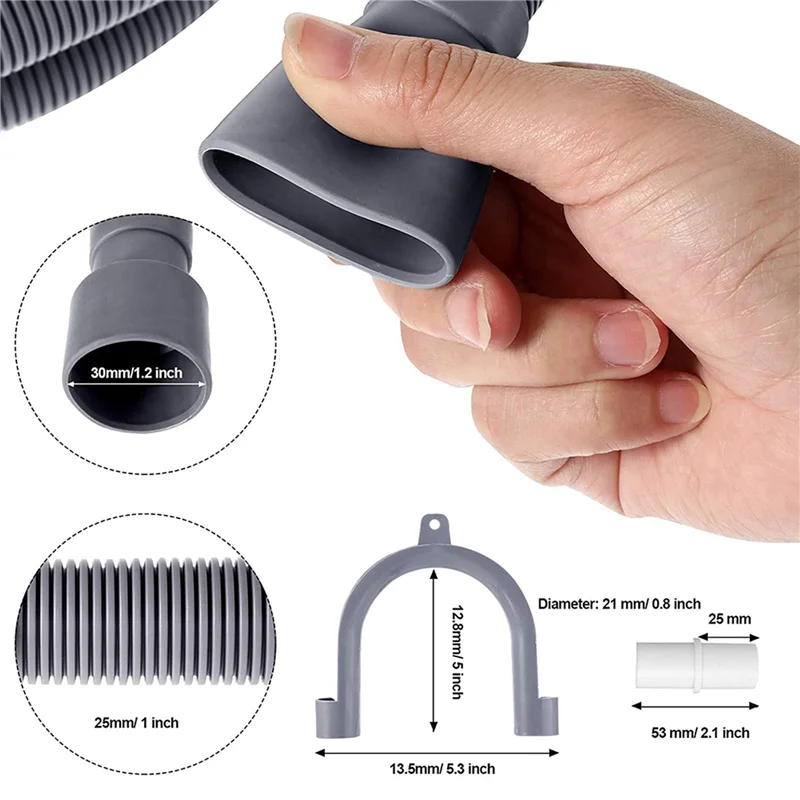 B64B-2X Washing Machine Drain Hose 10 Ft Flexible Dishwasher Drain Hose Extension Kits Corrugated Washer Discharge Hose