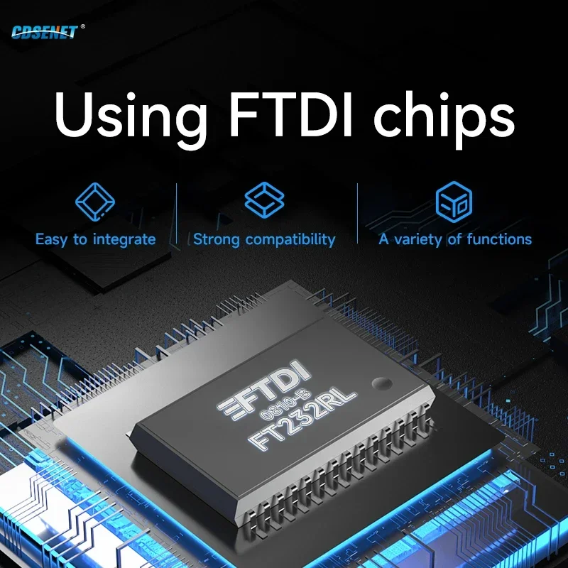 USB To RS485 RS422 RS232 TTL 산업용 변환기 CDSENET E810-U 시리즈 FT232 3.3/5V 전원 신호 절연 유형-C