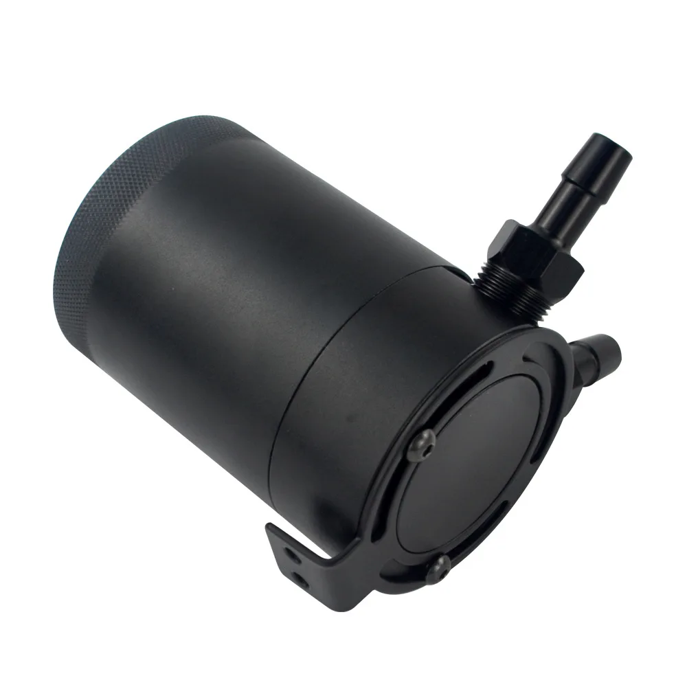 Compact Baffled 2-Port Aluminum Oil Catch Reservoir Can Tank Black Universal