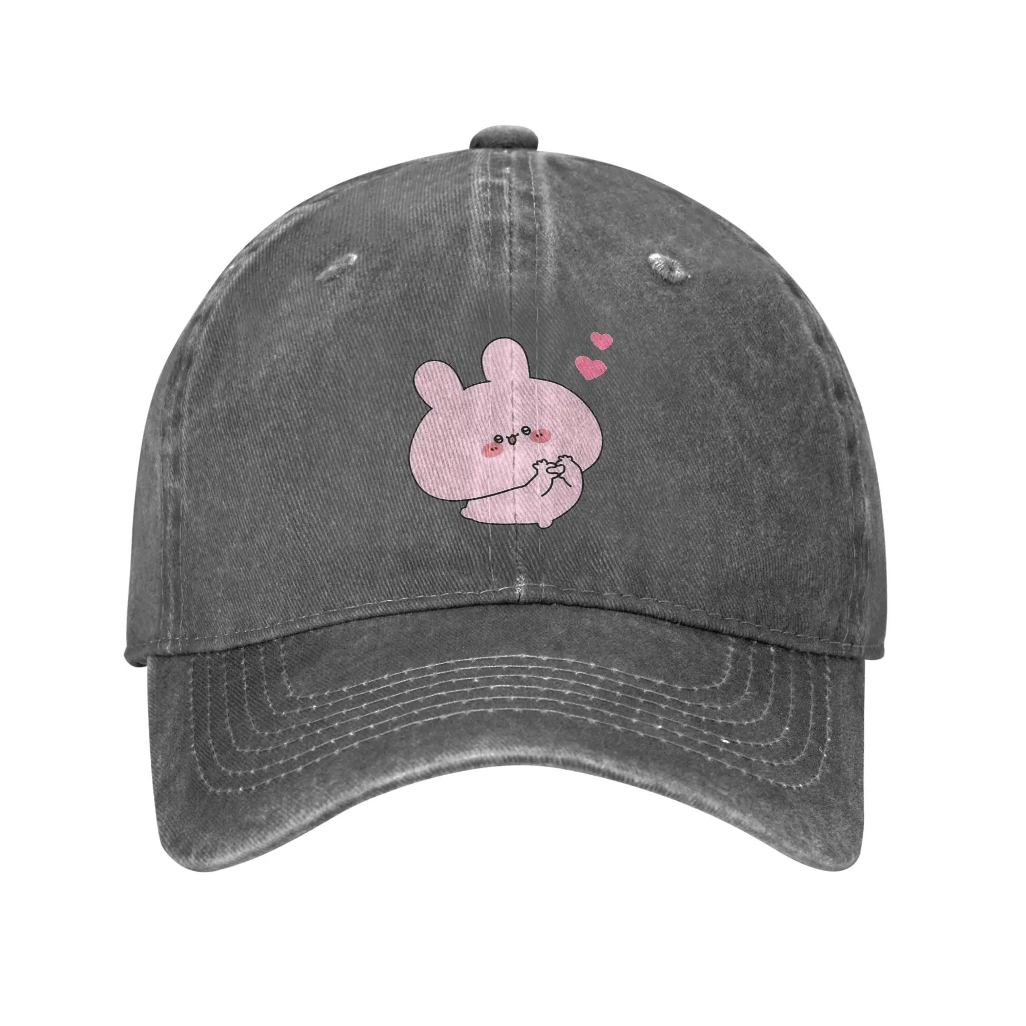 Asamimichaan Niedliche Asamimi Washed Denim Cap, lässige Baseballkappen, verstellbare Mütze, Sommer-Unisex-Baseballmützen