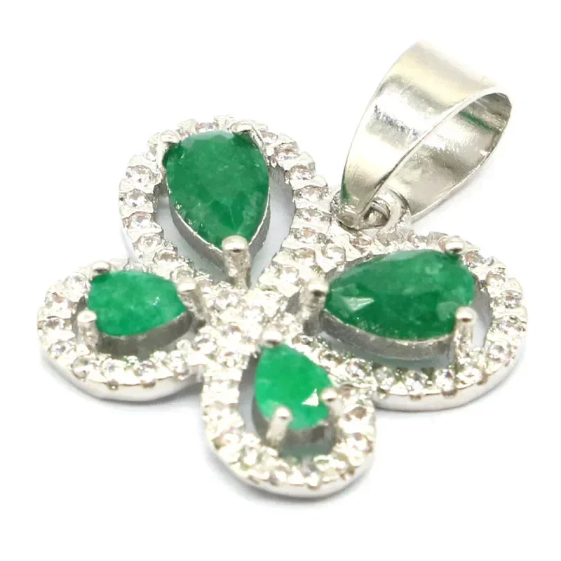 3g Customized 925 SOLID STERLING SILVER PENDANT Butterfly Shape White Sapphire Citrine Real Green Emerald Red Ruby Cz