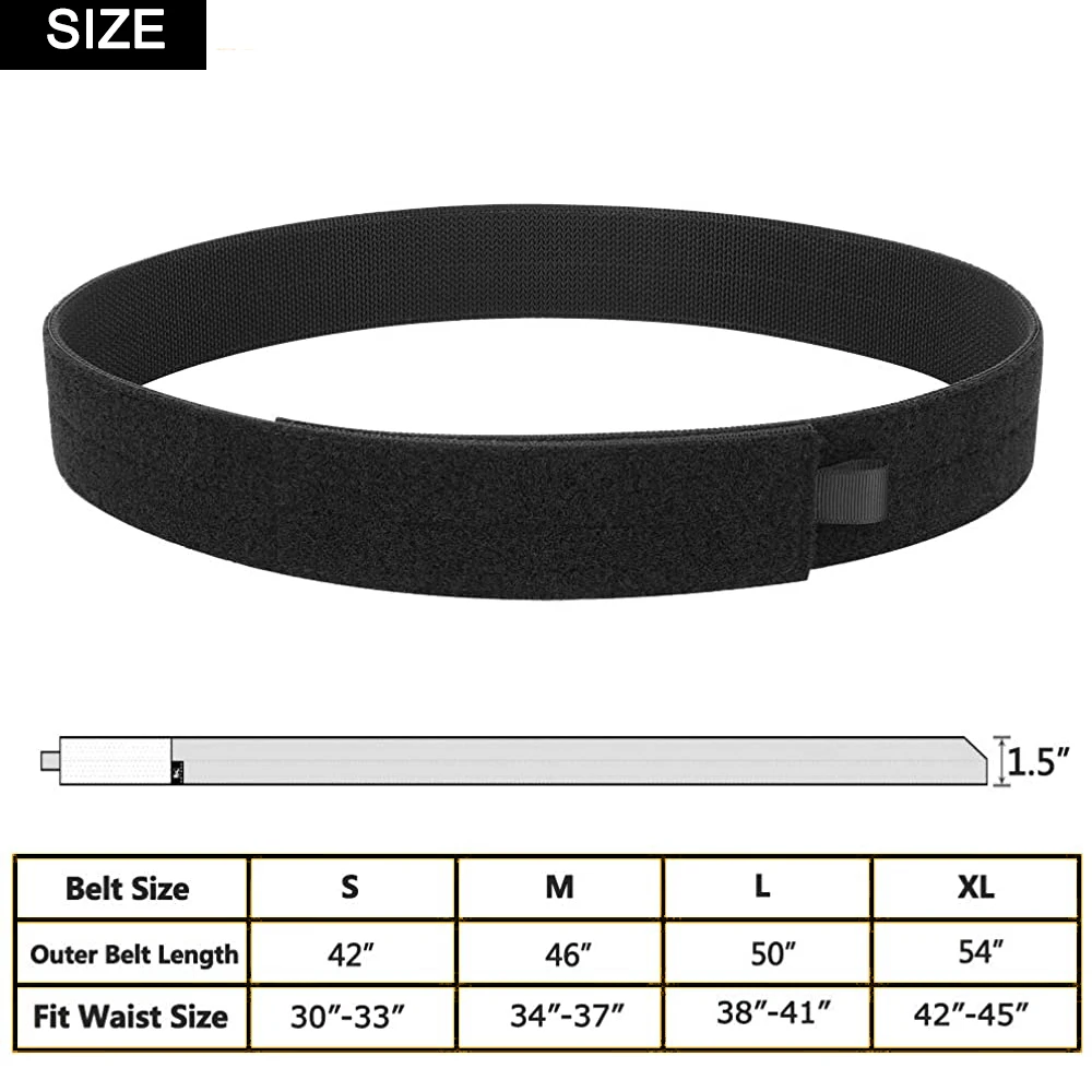 KRYDEX Tactical Inner Belt 1.5 Inch Loop Liner Under Belt for Mens Sports Outer Duty Belt Nylon Waistband Hunting Accessories