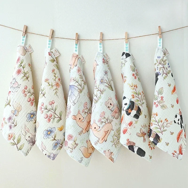 6pcs/set Baby Towel Set 25X25cm Cotton Muslin Squares Soft Guaze Face Hand Towel for Newborn Kids Burp Cloth Babies Accessories