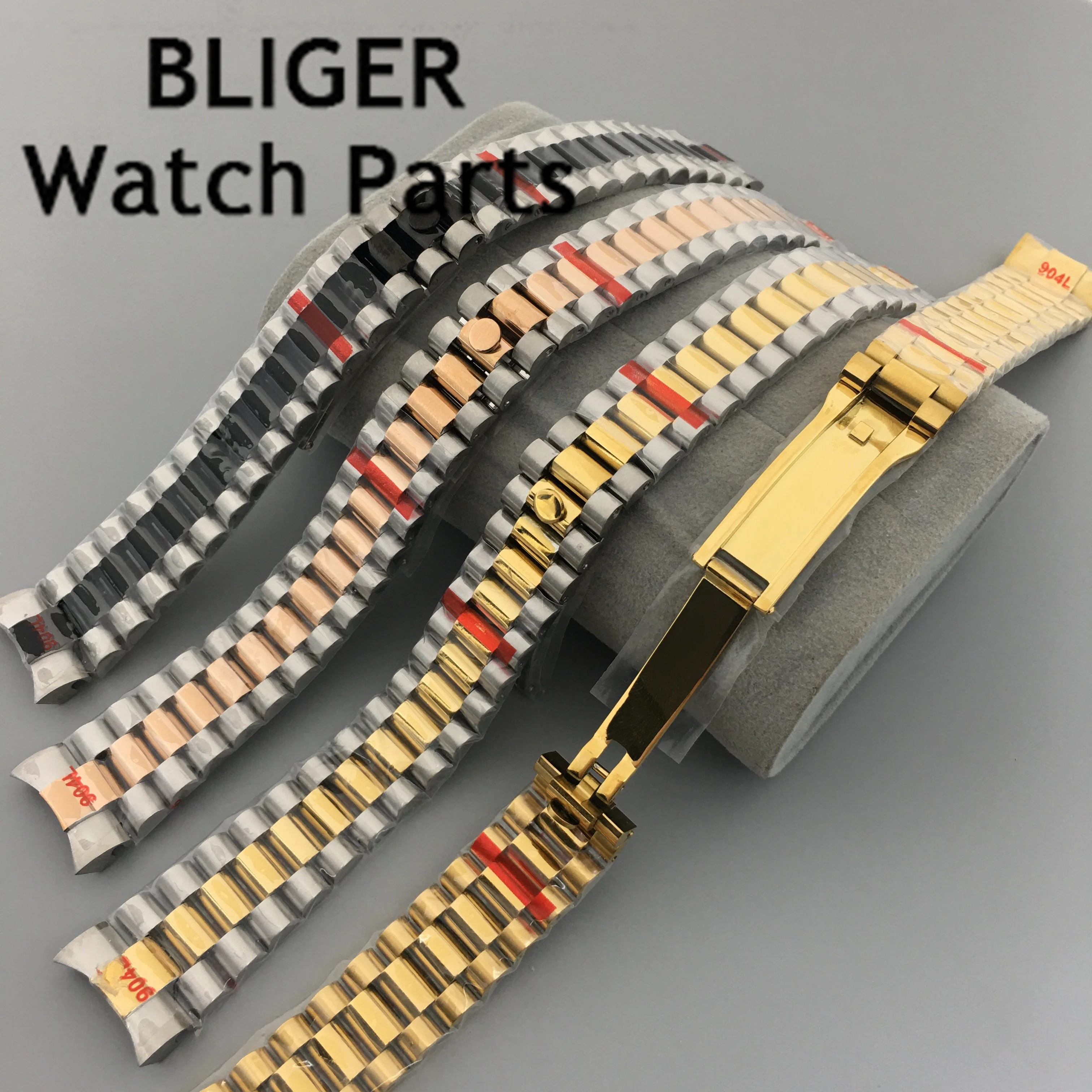 BLIGER 20mm silver gold rose gold black bracelet  stainless steel band folding buckle fit bliger 36mm 39mm 40mm case