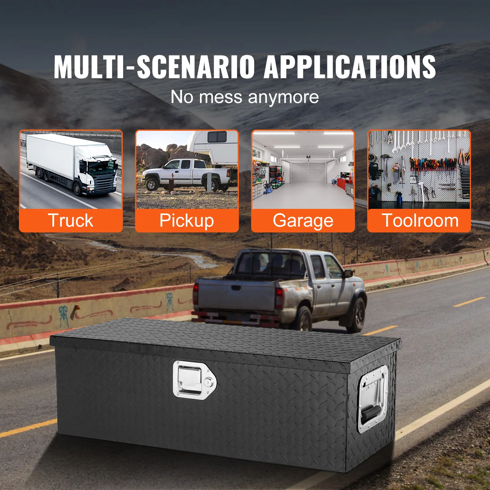 Aluminum Truck Bed Tool Box with Lock and Side Handle
