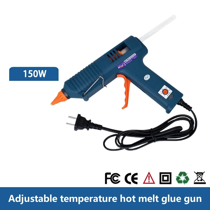 150W Hot Glue Gun Tool Kit (SET-1) Temperature Adjustment Silicone For Crafts Repair DIY Use 11mm Glue Sticks Pure Copper Nozzle 100w hot glue gun family diy industrial manufacturing use 11mm glue stick pure copper nozzle