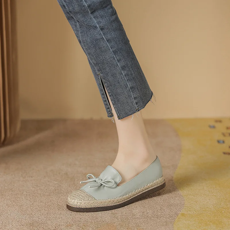 Women Shoes Flat Bow Gentle Single Shoes Women's Soft Bottom Slip-on Loafers Shoes Women's Casual Shoes 41-2