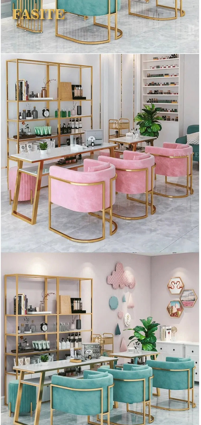 Description Picture 6 of itemNordic Light Luxury Marble Manicure Table and Chair Set Single Manicure Table Beauty Salon Double Nail Table Desk Manicure Table