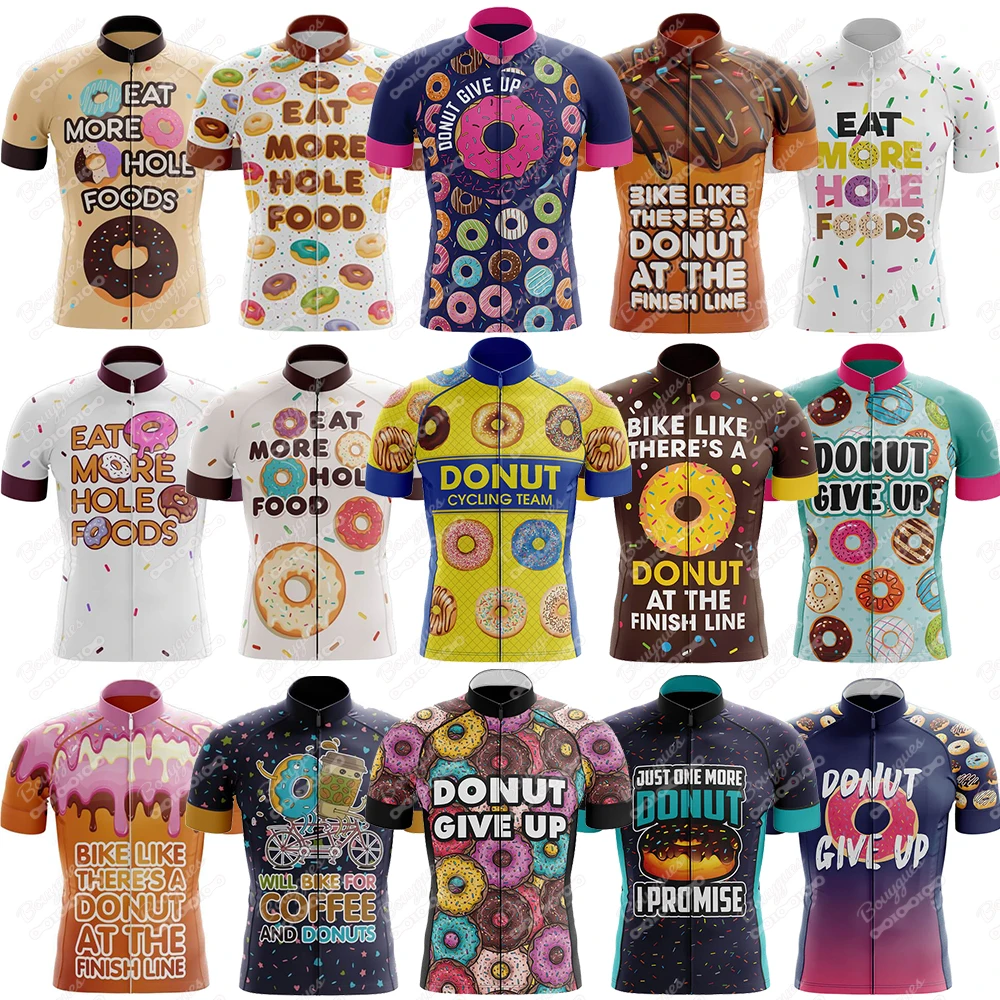 Donut Give Up Cycling Jersey for Men Short Sleeve Reflective MTB Maillot Downhill Pro Team Mountain Bicycle Clothing Summer New