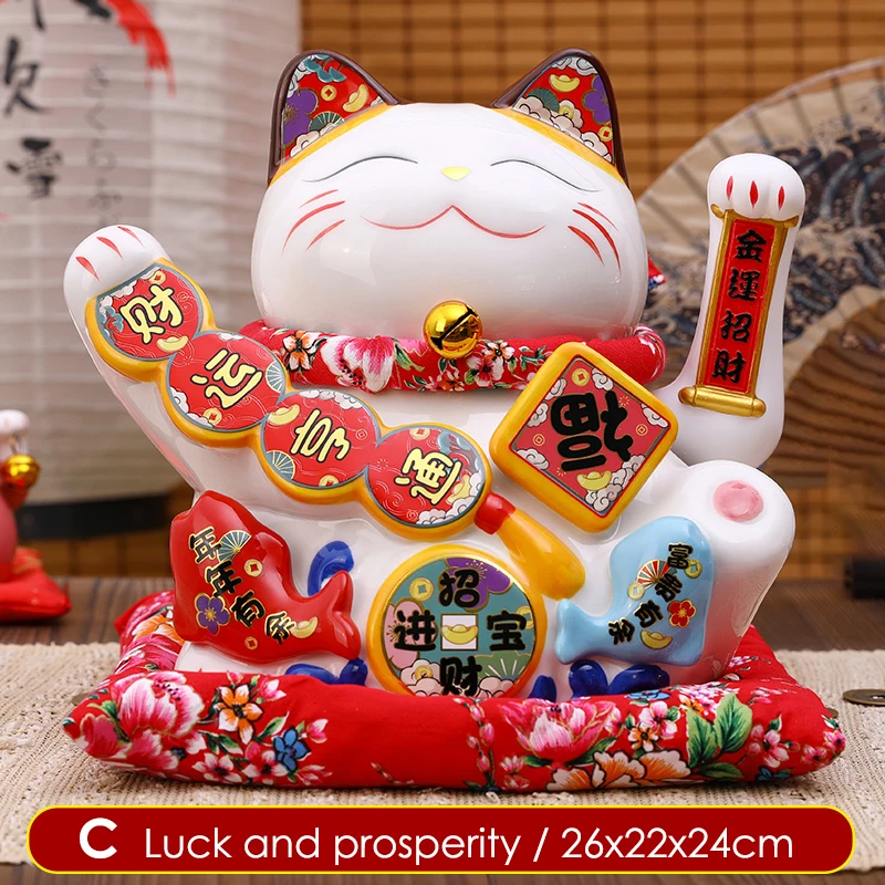 BESPORTBLE Pack De 2 Colgantes Maneki Neko Gato De La Suerte De Cerámica Para Espejo Retrovisor Del Coche - Rosa
