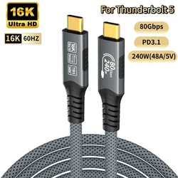 Ultra High - Speed Type - C USB 3.2 Cable, 240W Fast Charging with 4K Support, 20Gbps Data Transfer - 2M(6.56FT) (1057 - TB5 - 240W - 80GB)