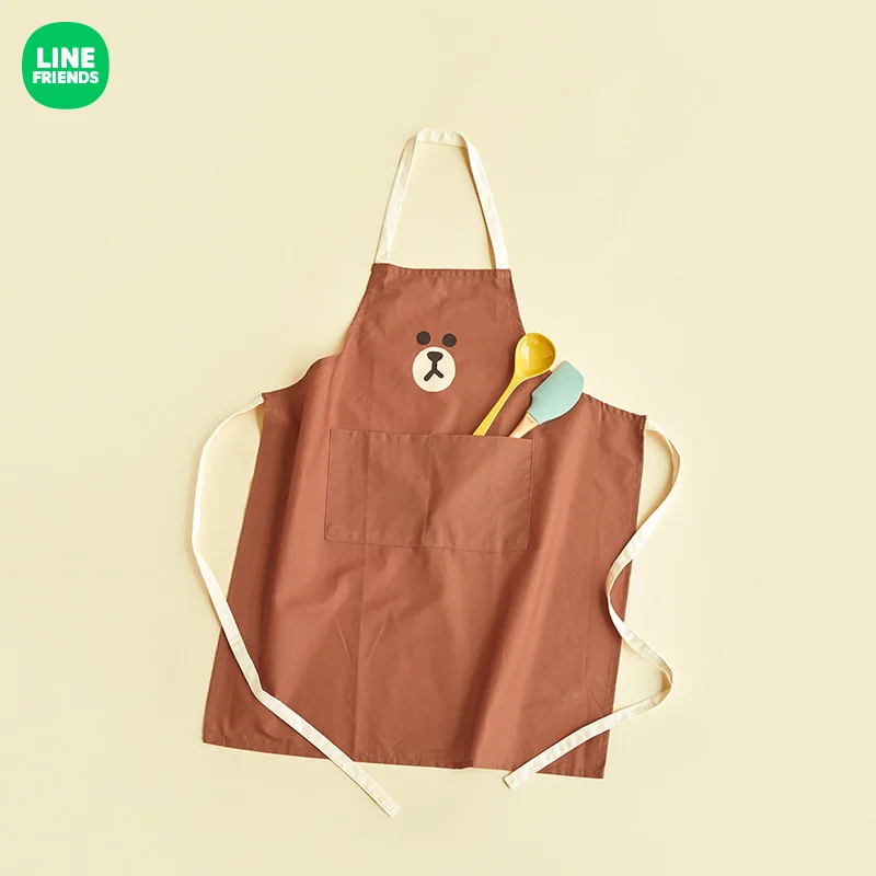 

Line Friends Kitchen Apron Kawaii Brown Sally Anime Cute Cartoon Cotton Apron Bib Household Kitchen Supplies Gift