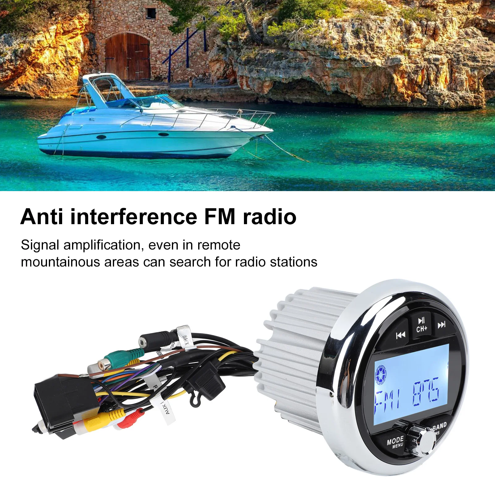 12V Boat Media MP5 Player Marine Stereo Waterproof Bluetooth Audio Radio FM Receiver For Yachts Construction Vehicle Accessories