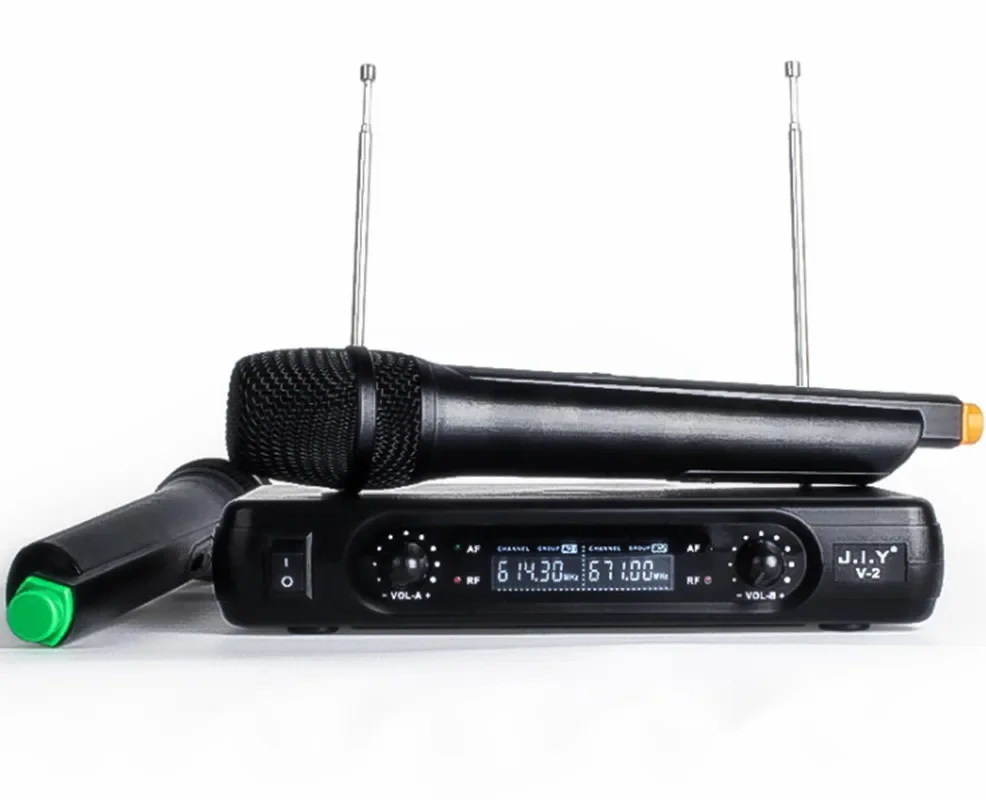 1 Pair Handheld Wireless Microphone Home Singing Karaoke Machine Player V2+