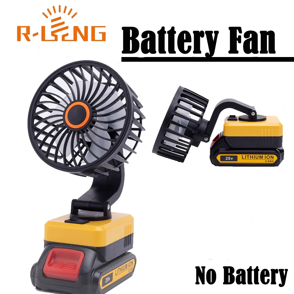 Tragbarer Elektroventilator für DeWalt 18V DCB Lithium-Akku mit USB-Anschluss Ladeports Outdoor 180° ° Verstellbarer Werkstatt- und Baustellenventilator