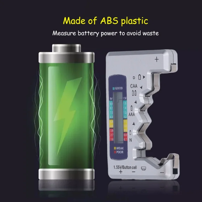 디지털 배터리 테스터 ABS LCD 스크린 버튼 셀 배터리 체커(1.5V 9V 미터링 실버용)