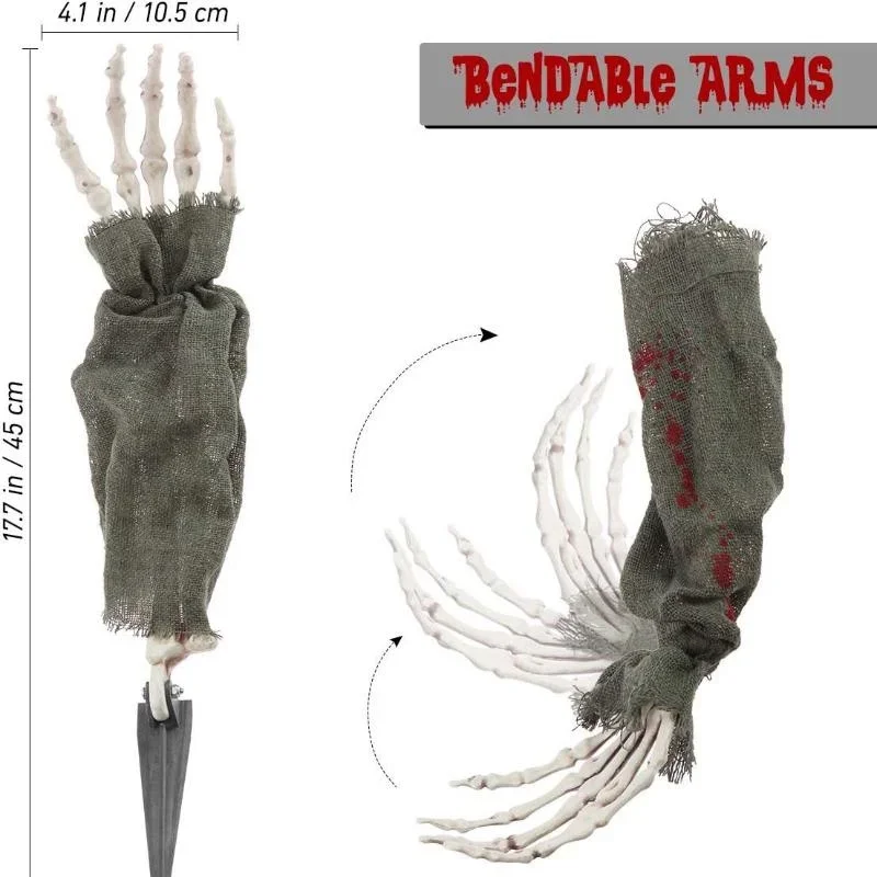 Halloween Skull Ghost Head 3Pc/Set Decoration Crawling Ghost Trick Simulation Skull Arm Decoration Haunted House Halloween Decor