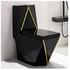 Used for luxury bathroom ceramic bathroom diamond flush toilet, ceramic flush integrated black gold toilet YX206TB 1