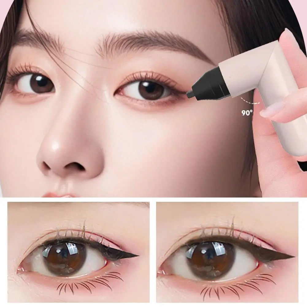 Foldable Eyeliner Stamp Waterproof Smudge Proof Gel Eyeliners Pen Tool For Perfect Wings Easily Draw Eye Makeup (Black+Brown)
