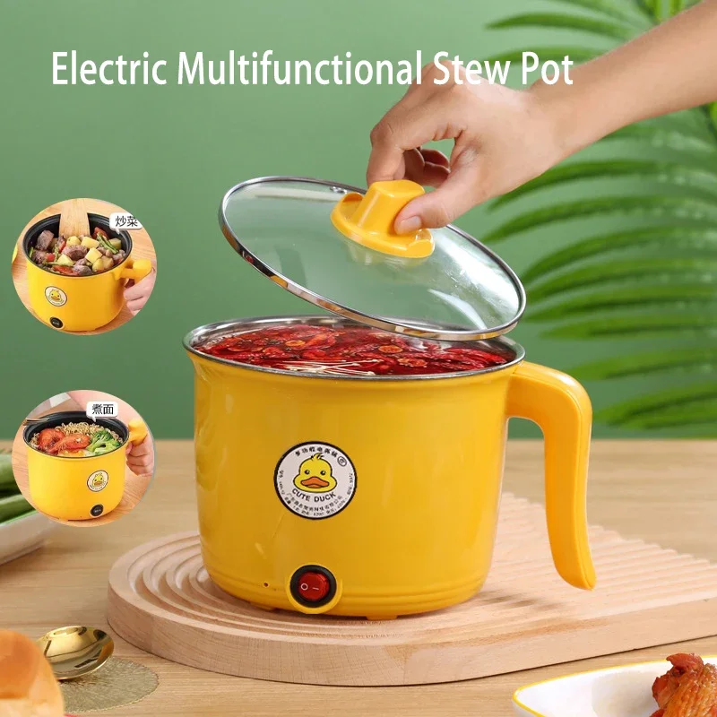 1.8L 220V mini multifunctional student dormitory electric hot pot electric cooking noodles home small pot Stainless steel liner electric hot pot