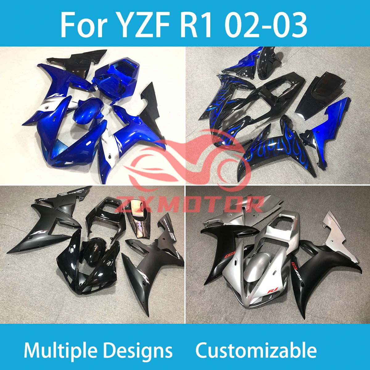 

YZF R1 2002 2003 полный обтекатель для Yamaha YZF R 1 02 03 комплект обтекателей для кузова мотоцикла ABS Литье под давлением
