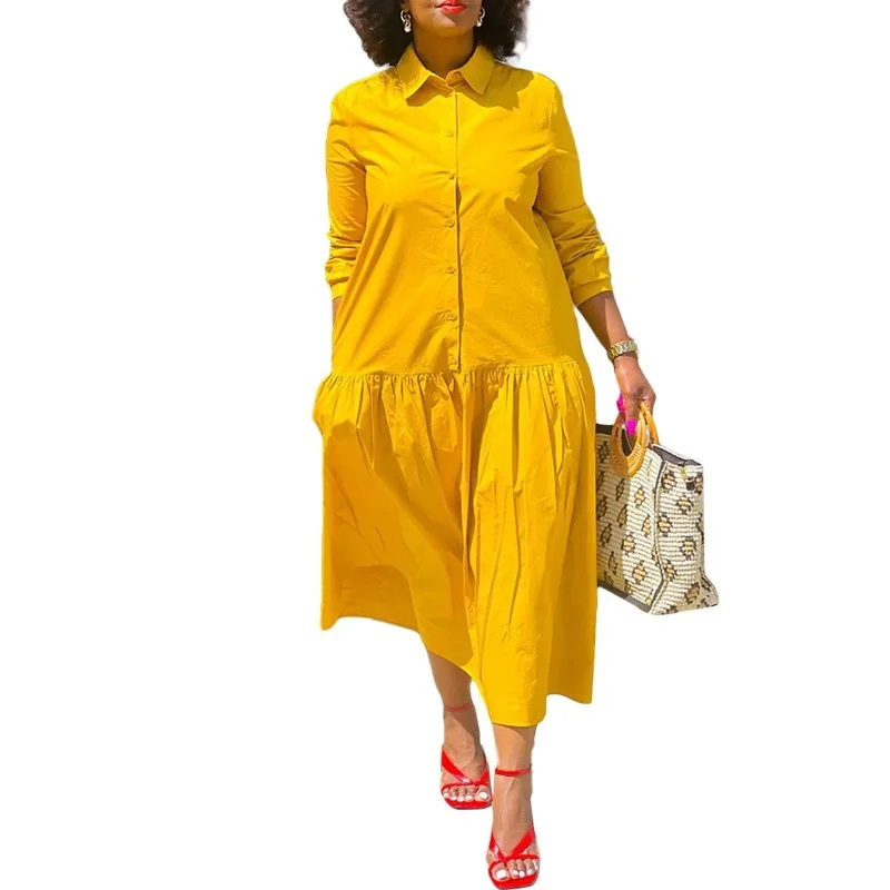 

African Dresses For Women Elegant Polyester 2023 New Muslim Fashion Abayas Dashiki Robe Kaftan Midi Dress Turkish Africa