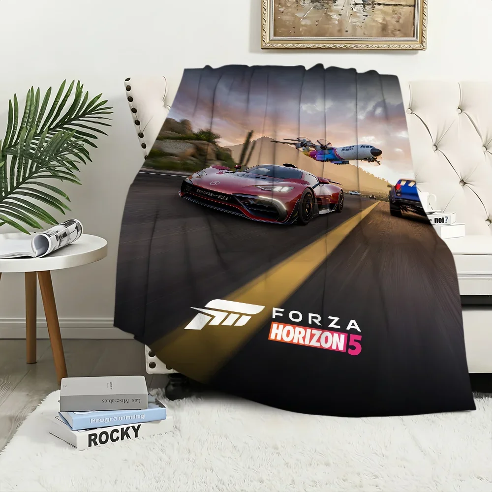 Game Car F-Forza H-Horizon 5 Blanket Plush Nap Sofa rug for Living Room Warm Office Bedroom Birthday Home Travel Kid Gifts 5