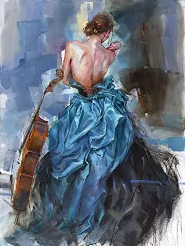 

Girl Playing The Cello Oil Painting Art For Living Room Bedroom Decor Canvas Artworks Prints For Home Decoration