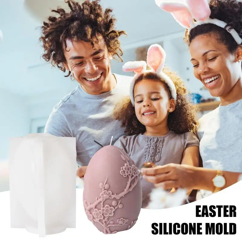 

Easter Day Gift Egg Candle Making Silicone Mold Rose & Tulip Silicone Rabbit Egg Aromatherapy Embossed Egg Design Candle Molds