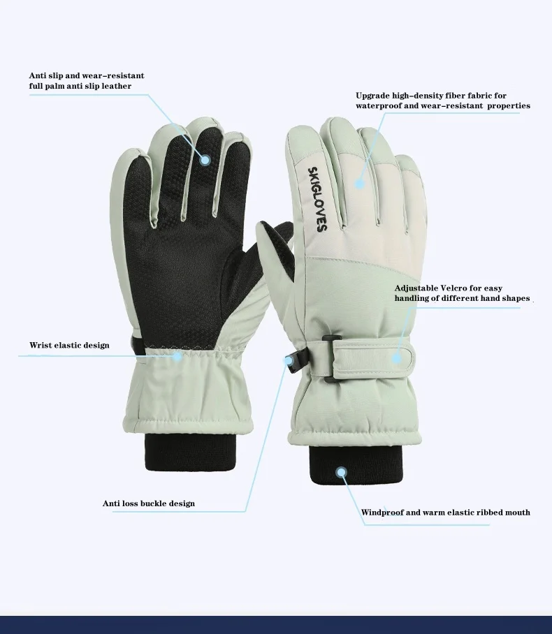 Luvas de esqui quentes de outono, proteção contra o frio nos dedos para ciclismo de inverno, esportes infantis, meninos e meninas, antiderrapante,_voghion.com