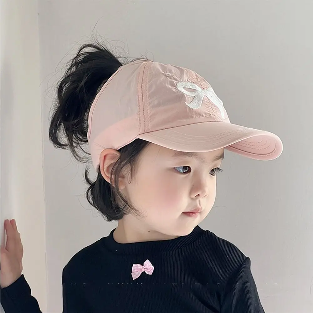 Korean Style Half Empty Top Hat Bow Anti-UV Sun Hat Summer Kid Sunhat No Top Beach Hat Shading Hat Children's Visor Hat Boy