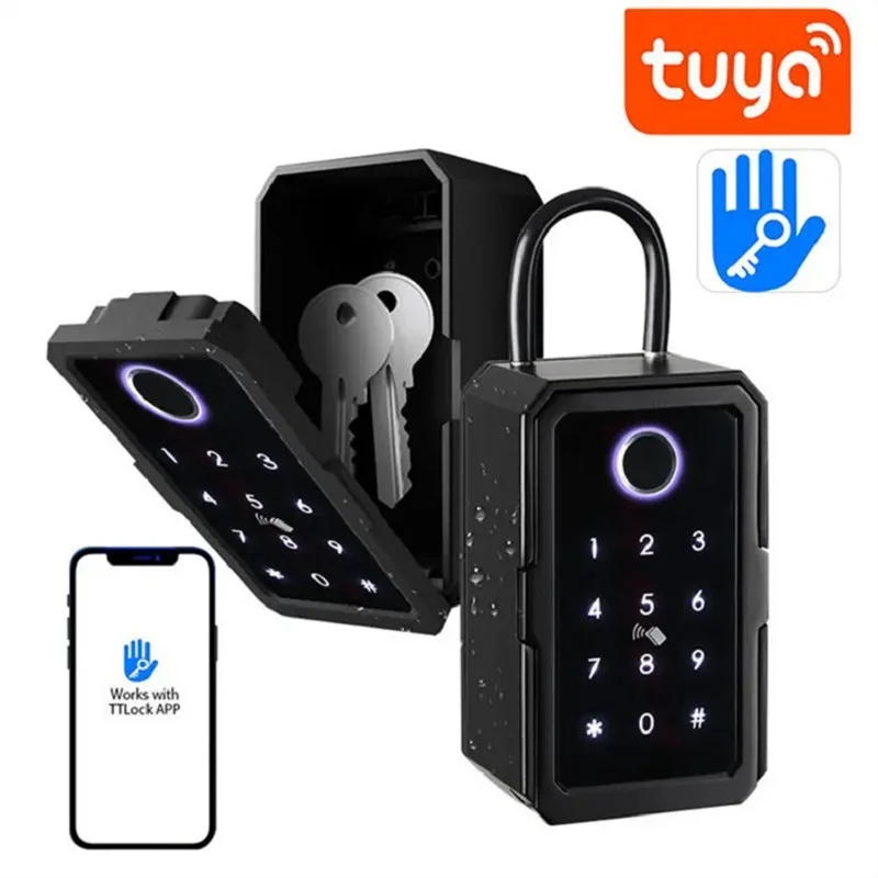 

Weatherproof Remote Control WiFi TTlock Tuya Fingerprint Safe Smart Key Waterproof Outdoor Wall Mounted Strong Storage Lock Box