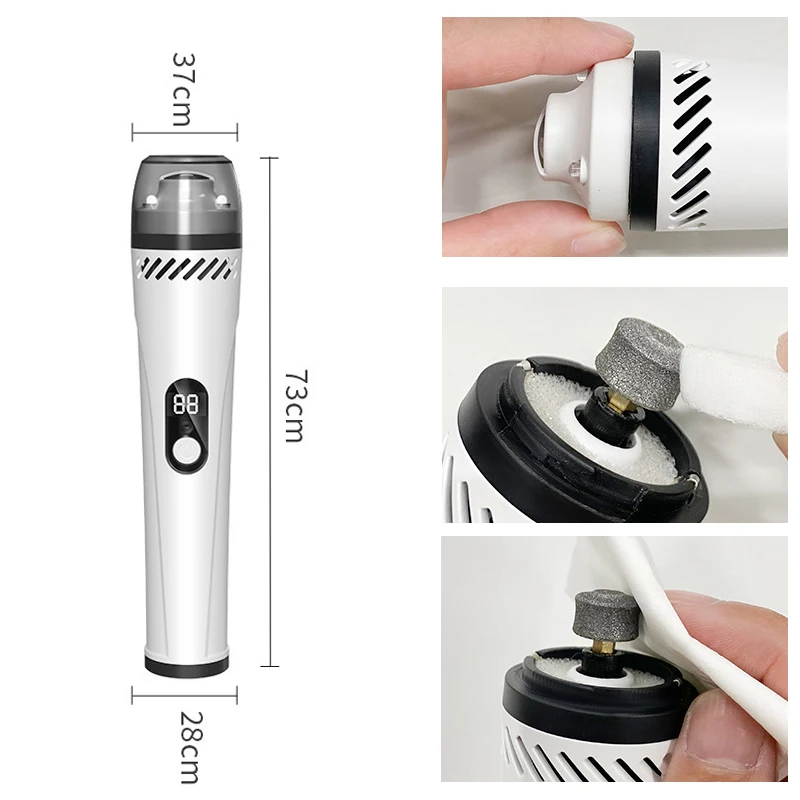 LED 3-Speed USB Charging Dog Nail Grinders Quiet Electric Dog Cat Paws Nail Grooming Trimmer Tools Rechargeable Pet Clipper