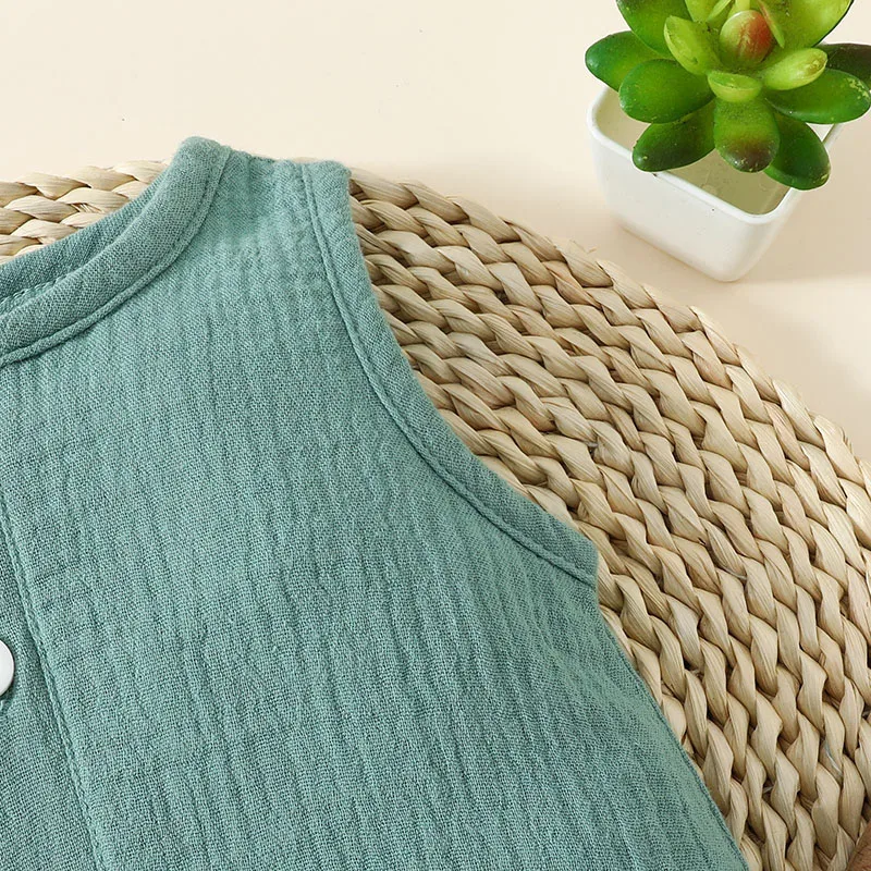 2024 New Baby Sleeveless Bodysuit 0-2 Y Summer Infant Girls Solid One Piece Clothing Daily Casual Toddler Boys Outw