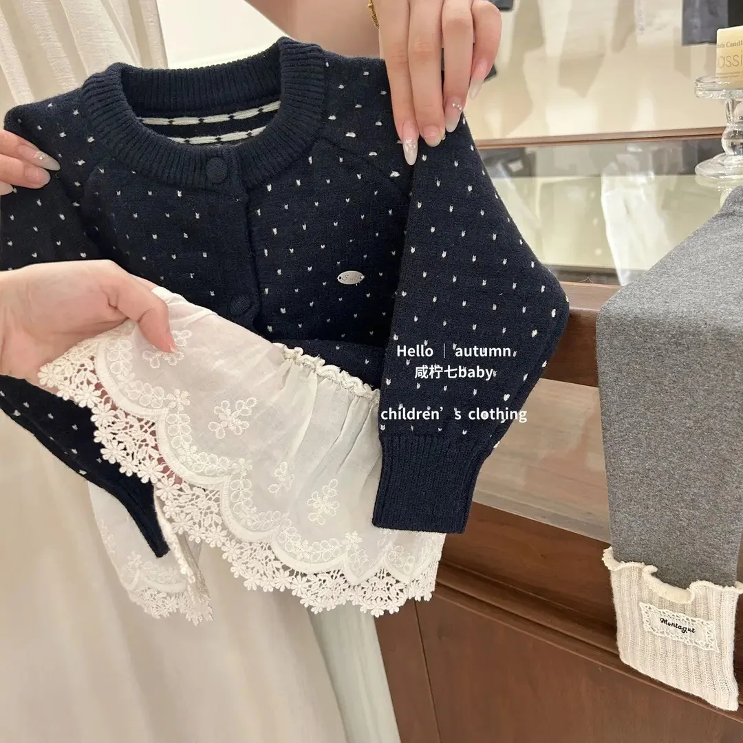 Girls Lace Sweater Set 2