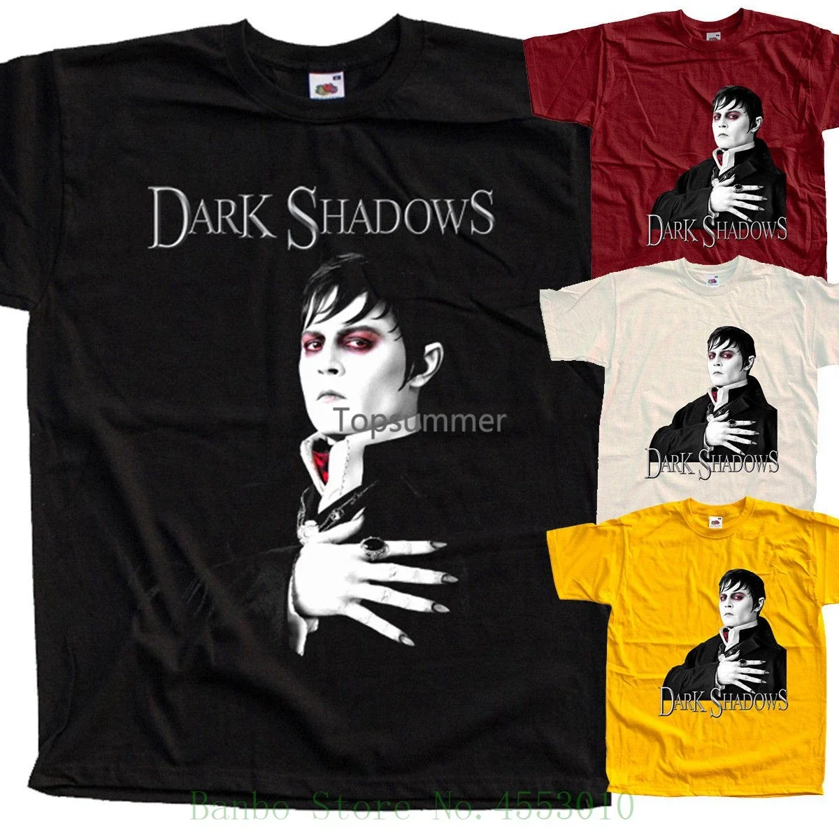 

Dark Shadows V4 Movie Poster T Shirt Yellow Red All Sizes S To 5Xl Johnny Depp Men'S Short Sleeve Tshirt Cotton