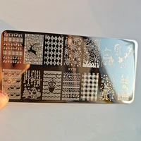 Festive Christmas Nails Stamping Plate Set Winter Snowflake Cartoon Gingerbread Sweater Image Print Template Manicure Mold Tools 2