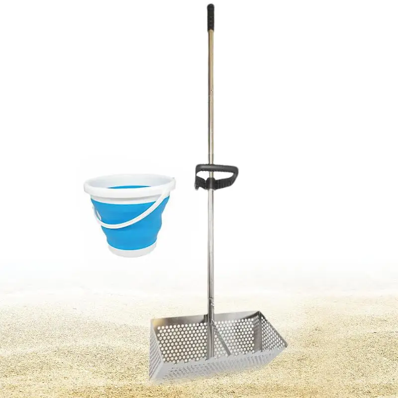 Sand Sifter Beach Sand Shifting Shovel Scoop Stainless Steel Beach Sifter, Scoop Rake, Shark Tooth Sifter Shovel