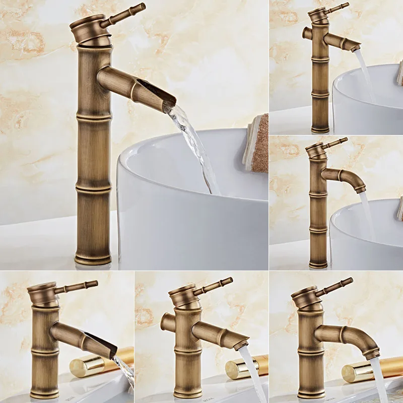 

All-copper antique faucets, bamboo joints, retro hot and cold, European-style basin, washbasin, artistic washbasin, single cold.
