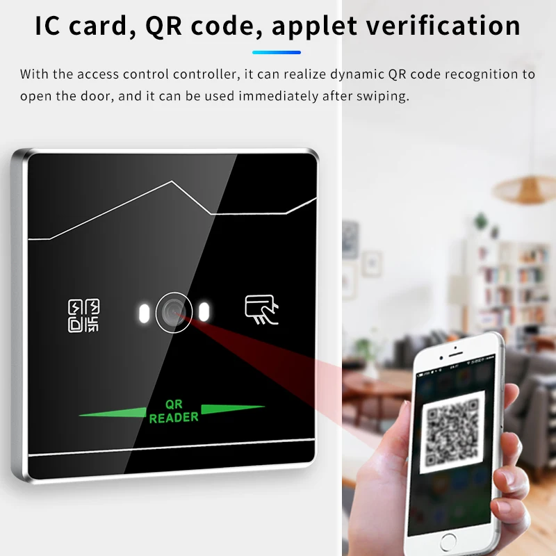 Embedded Static Dynamic QR Code RFID Card Reader, Wiegand/RS232/RS485/TTL Interface 13.56Mhz IC Card Access Control Card Reader