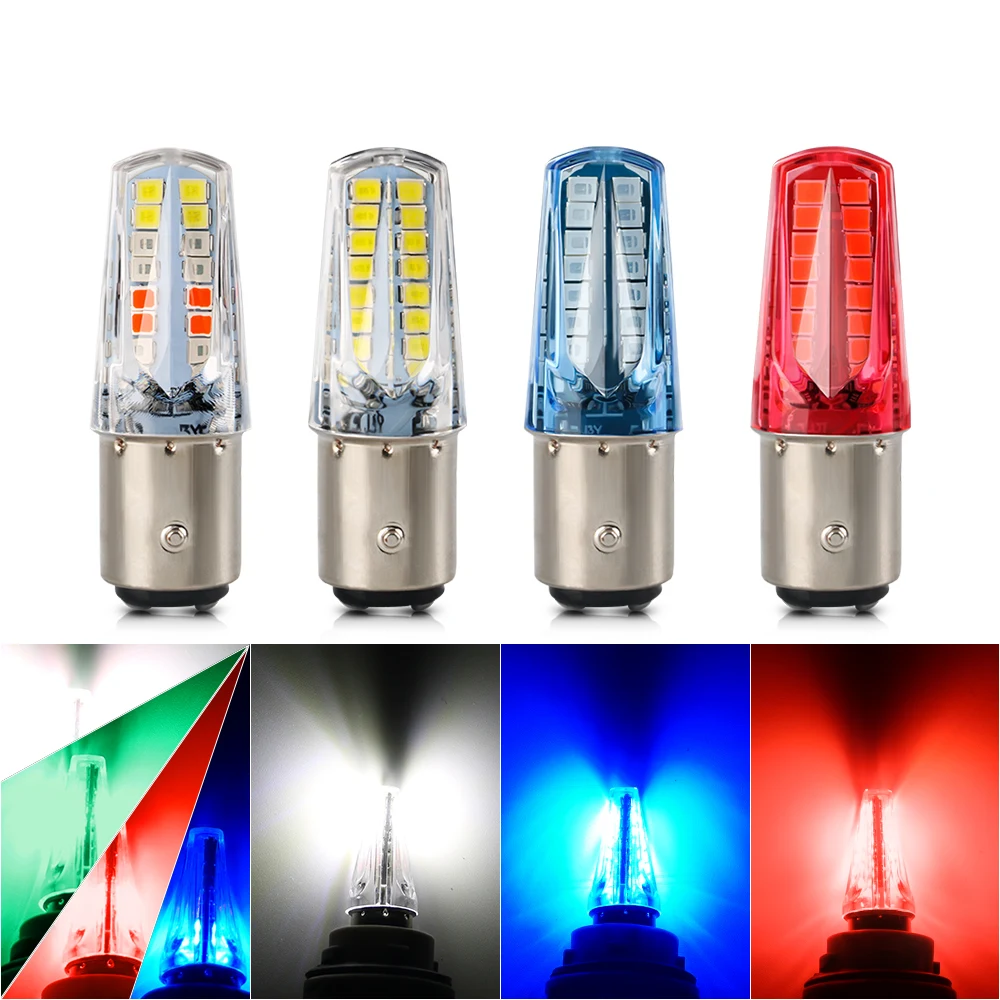 

2 шт. 1157 BAY15D P21/5W 2835 32 SMD RGB Стробоскоп тормоза и DRL, текущая аналогичная Автомобильная Тормозная лампа DRL 12 В, белый, красный, синий