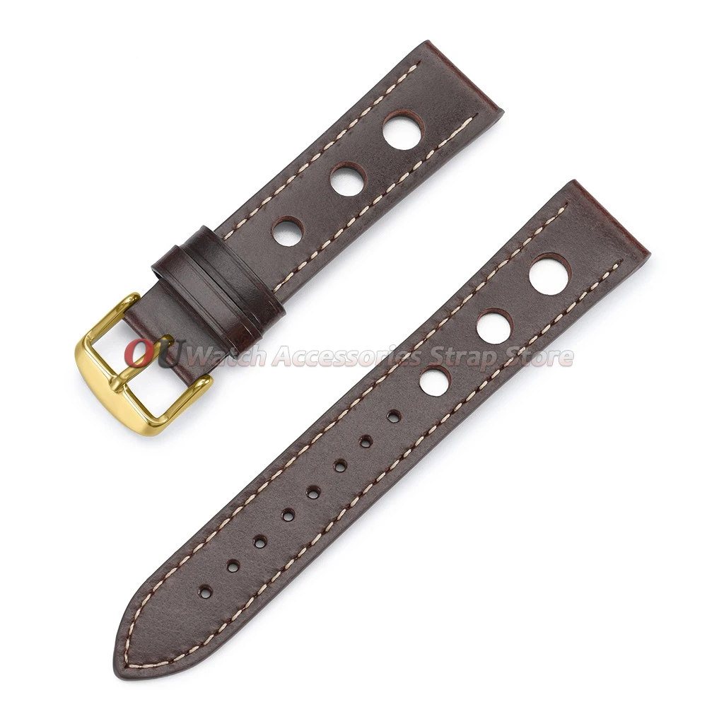 Vintage Leather Breathable Watch Strap - 20mm/22mm Cowhide Sport Bracelet