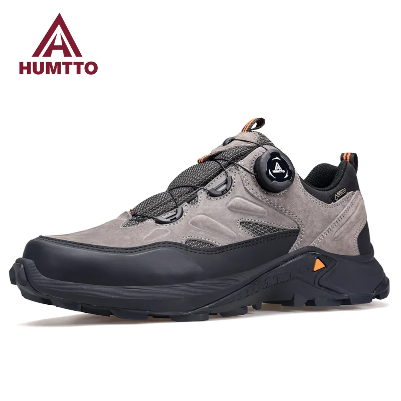 HUMTTO Leather Trekking Shoes Luxury Designer Hiking Boots Mens Outdoor Climbing Sneakers for Men Sports Safety Work Man Sneaker