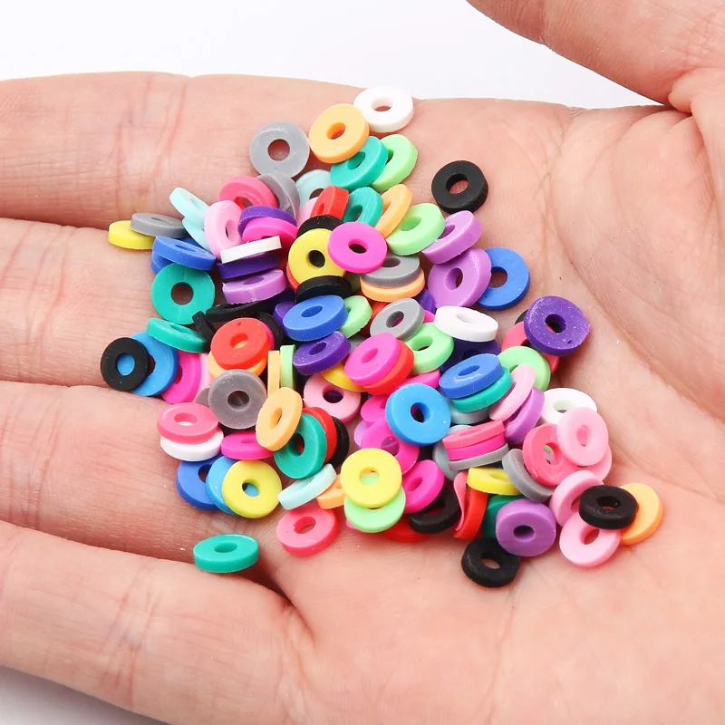 6mm Mix Chip Disk Polymer Clay Beads Flat Round Loose Spacer