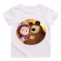 Cute Mashas Y Oso Bear Cartoon Kids Funny T-Shirts Baby Boys T Shirt Summer Soft Short Sleeve Children Tops Girls Clothes 2