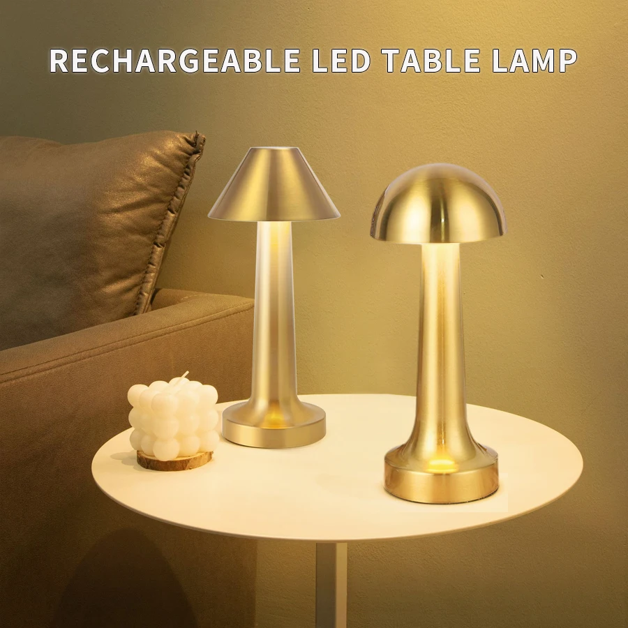 Cordless LED Table Lamp Rechargeable 3 Colors Stepless Dimming Portable Desk Lamps Bedside Office Study Bedroom Reading Light