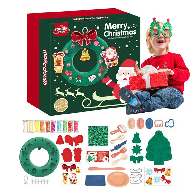 

Molding Clay DIY Kit Christmas Toy Clay DIY Set Stretchable Wreath Making Toy Kids Hands-On Toys For Holiday Gifts Craft Classes