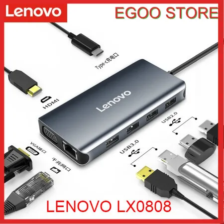 

Lenovo type-c docking adapter HDMI/VGA/ gigabit port adapter cable interface converter computer extension dock LX0808 USB3.0 HUB